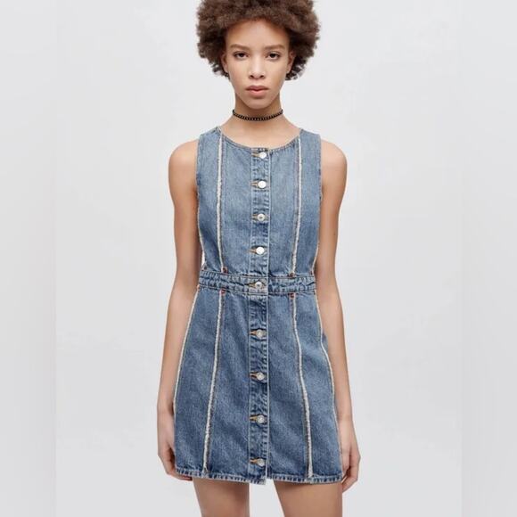 $425 New Re/Done Fray Denim Dress - Small - Picture 2 of 10